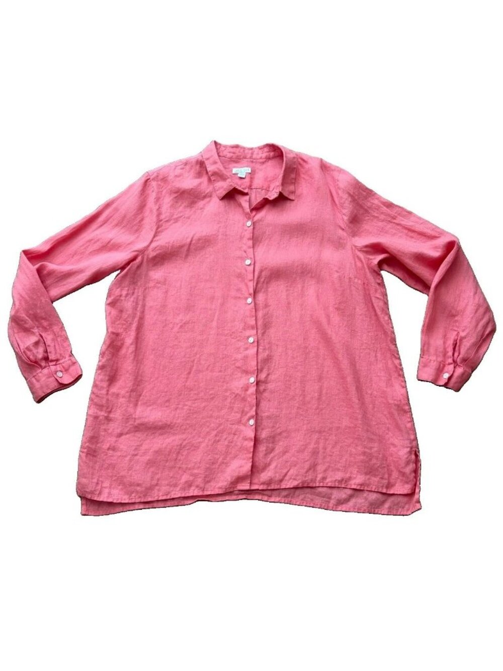 J.Jill Love XL Linen Coral Pink Button Down Shirt Long Sleeve Top